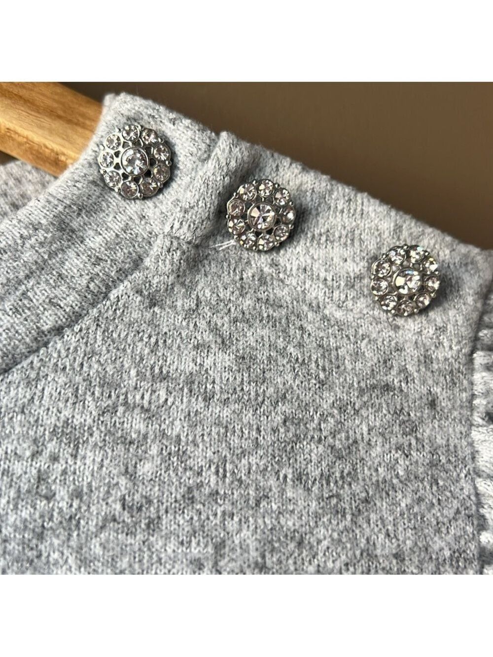 Reitmans Gray Sweater with Rhinestone Buttons Size Medium - Picture 4 of 8
